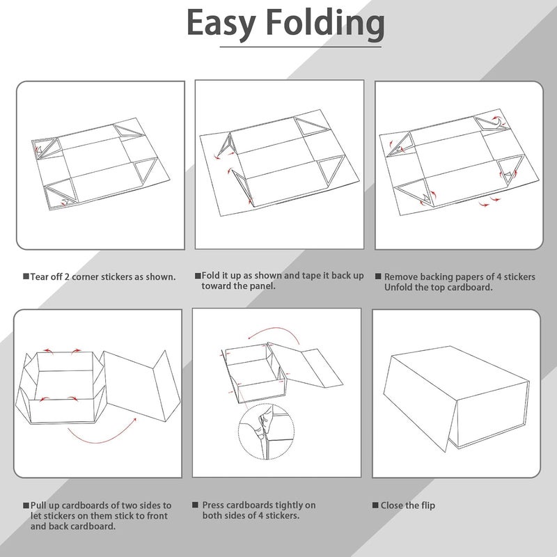 Ditwis 8x8x4 Inches Gift Box with Magnetic Closure Lid, Black Magnetic Box for Wedding, Groomsmen Bridesmaid Proposal, Birthdays, Mother's Day, 1 Pack - Image 3